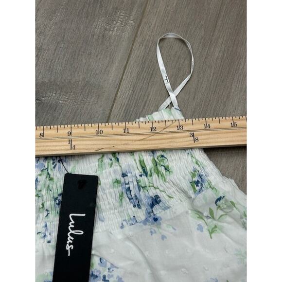 Lulus Womens Floral Swiss Dot Mini Skirts Smocked Waist Ruffled White Size XL - Picture 7 of 8